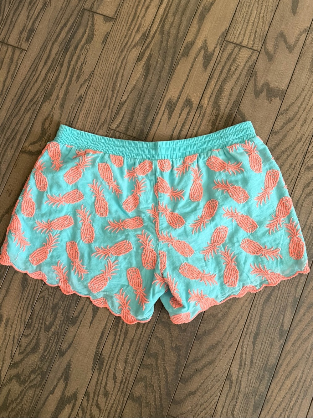 Lilly Pulitzer Aqua Elastic Waist Lounge Shorts with Pink Label - Picture 2 of 5